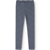 Stribede leggings i blå og hvid med syning ved midten