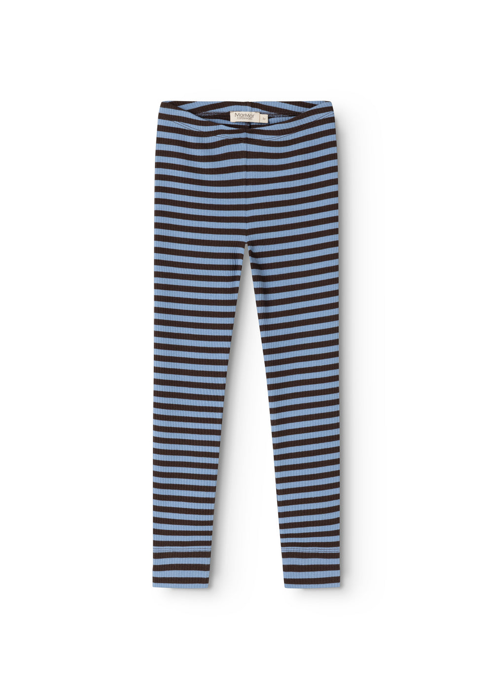 Stribede leggings i blå og hvid med elastisk linning