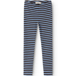 Stribede leggings i blå og hvid med elastisk linning