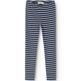Stribede leggings i blå og hvid med elastisk linning