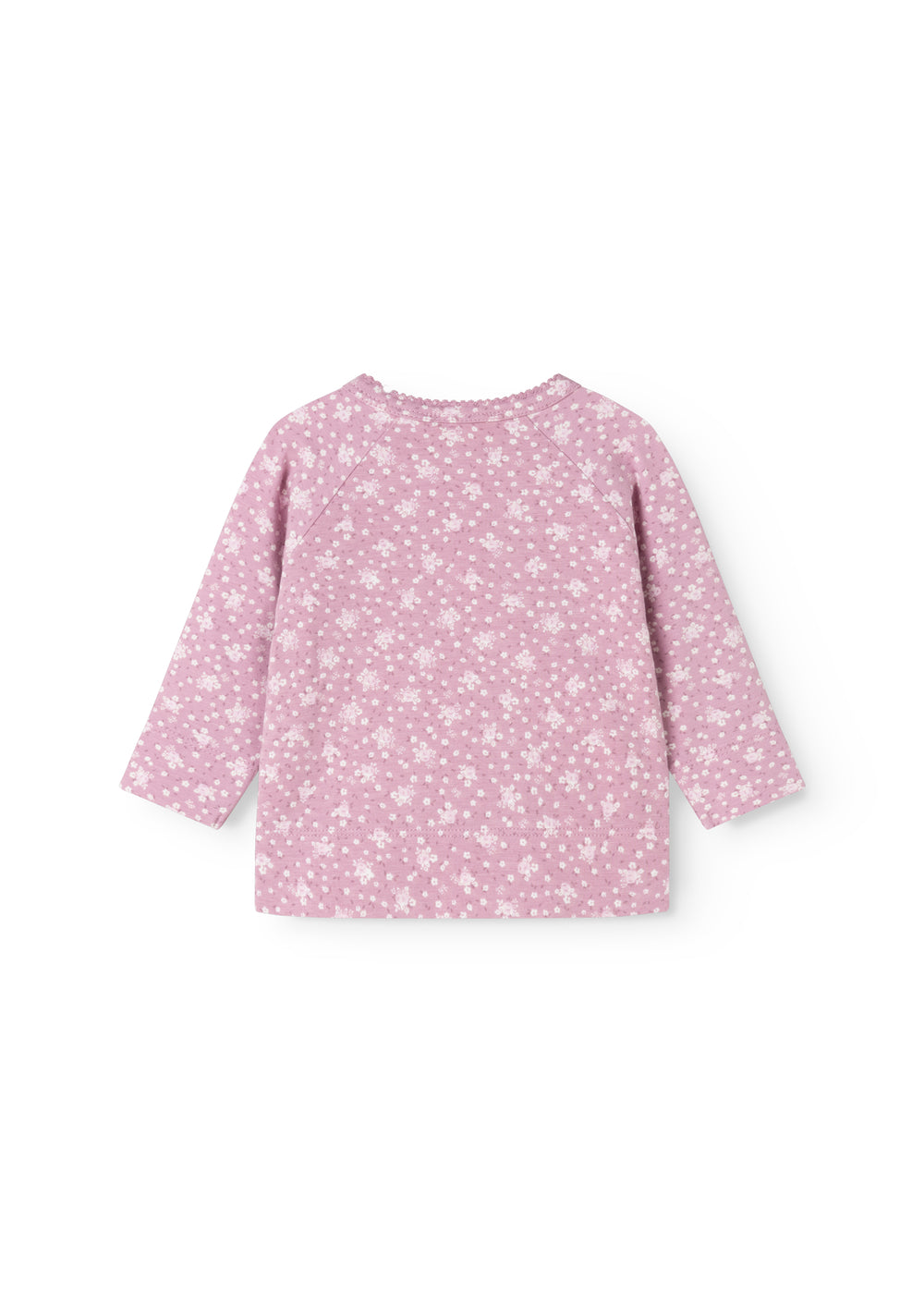 Lyserød bluse med lange ærmer og små blomsterprint
