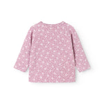 Lyserød bluse med lange ærmer og små blomsterprint