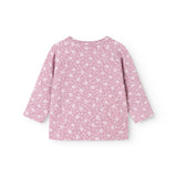 Lyserød bluse med lange ærmer og små blomsterprint