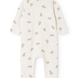 Hvid heldragt med teddy-mønster og lange ærmer