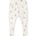 Creme babybukser med beige teddybjørneprint og elastik i benåbning