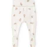 Creme babybukser med beige teddybjørneprint og elastik i benåbning
