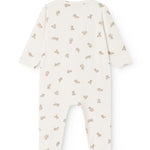 Heldragt i lys off-white med all-over teddybjørneprint, rund hals og lange ærmer