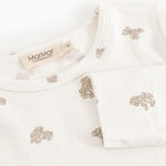 Offwhite pyjamasbluse med rund hals, teddy-bjørneprint og mærkelabel