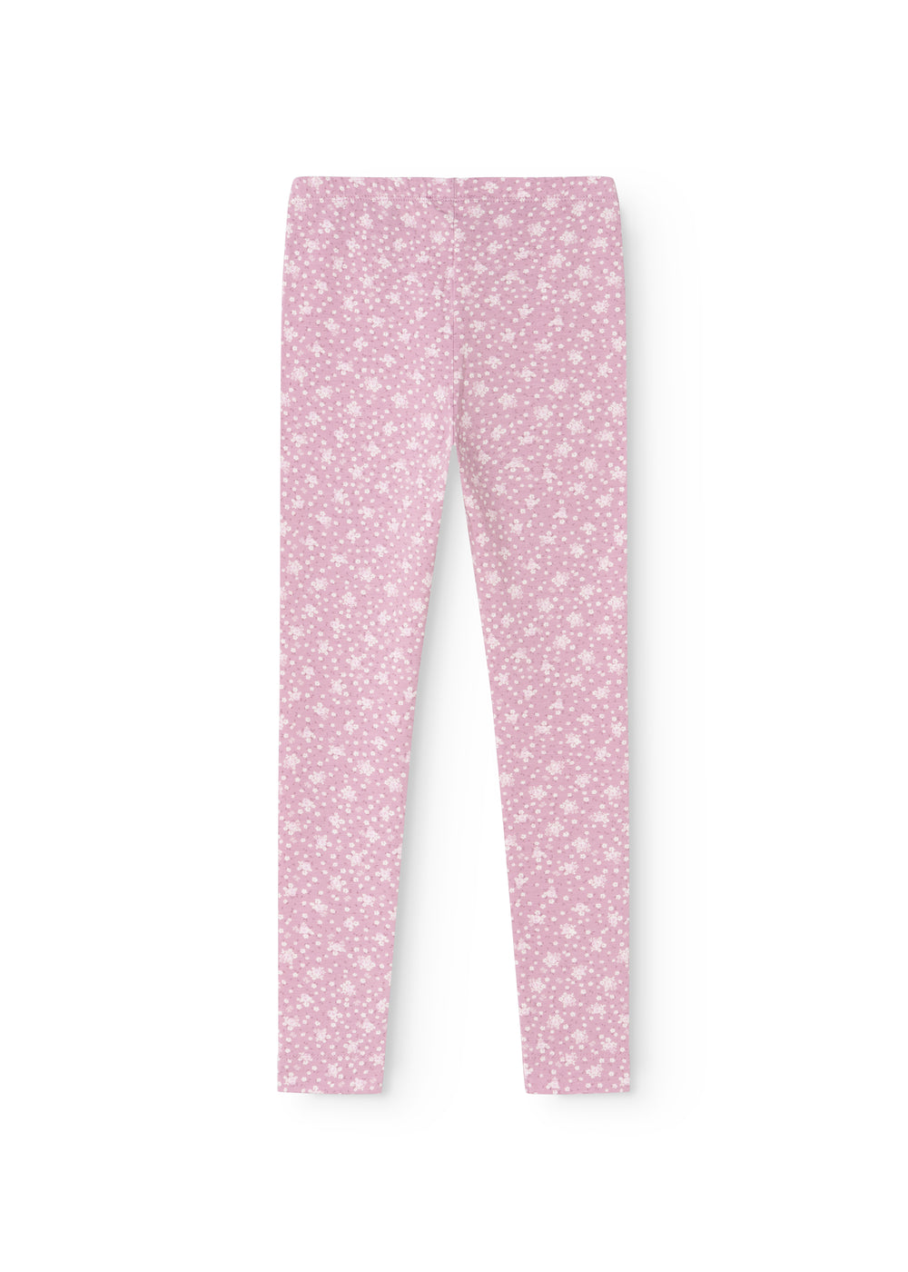Lyserøde leggings med små blomsterprint, hel længde