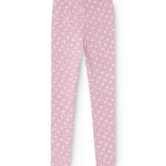 Lyserøde leggings med små blomsterprint, hel længde