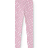 Lyserøde leggings med små blomsterprint, hel længde