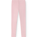 Lyserøde Lani leggings med ribbet tekstur og elastisk linning, set forfra.