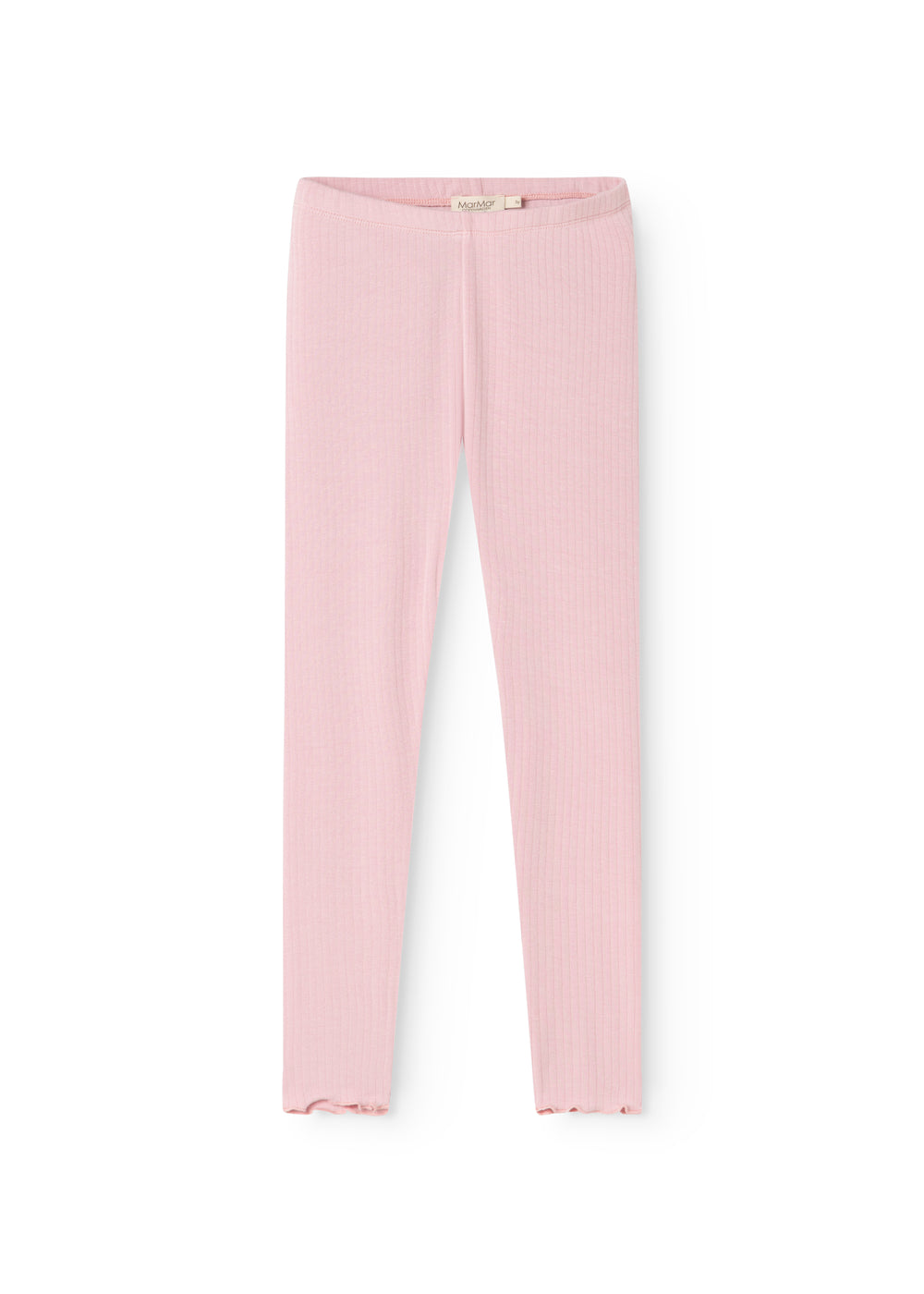 Lani leggings i lyserød ribstrik med smal pasform og elastisk linning.