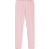 Lani leggings i lyserød ribstrik med smal pasform og elastisk linning.