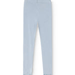 Lyseblå leggings i fuld længde med elastisk talje og lige ben.