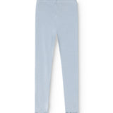 Lyseblå leggings i fuld længde med elastisk talje og lige ben.