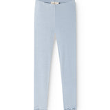 Lyseblå leggings med ribbet struktur og elastisk talje.