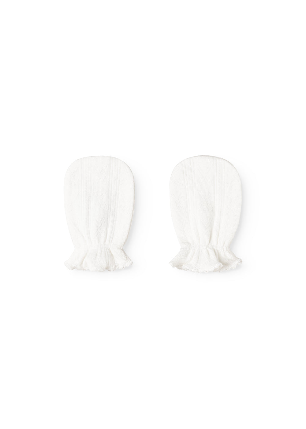 Hvide luffer uden fingre med rund top og elastisk manchet