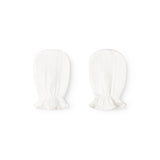 Hvide luffer uden fingre med rund top og elastisk manchet