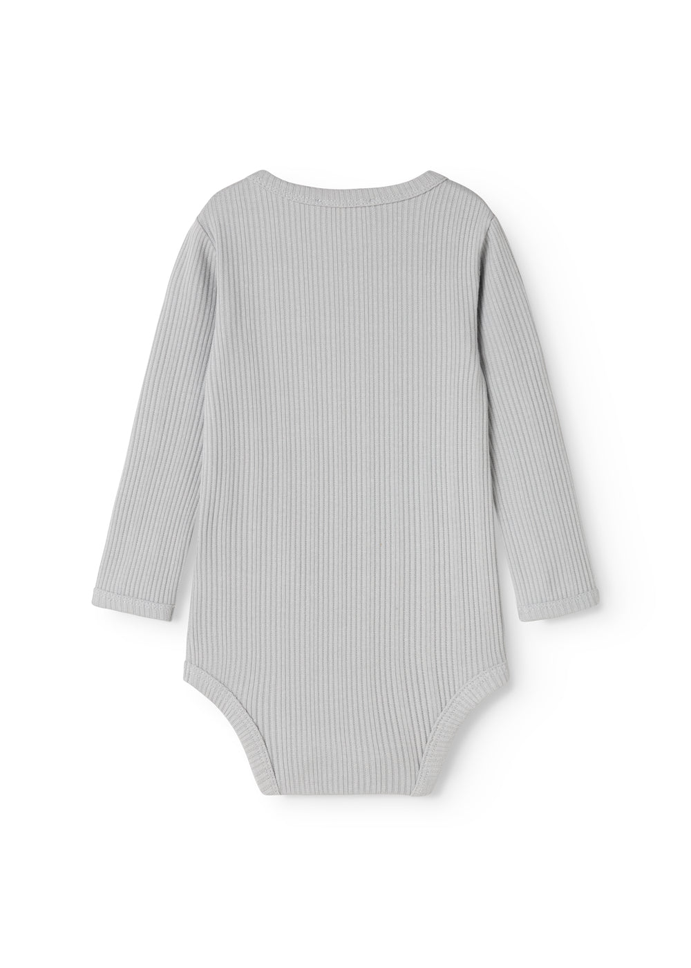 Bodystocking i lys gråblå ribstrik med lange ærmer