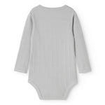 Bodystocking i lys gråblå ribstrik med lange ærmer