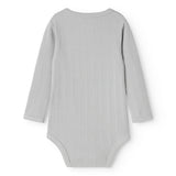 Bodystocking i lys gråblå ribstrik med lange ærmer