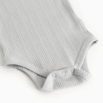 Bodystocking i lys gråblå ribstrik med elastisk benåbning