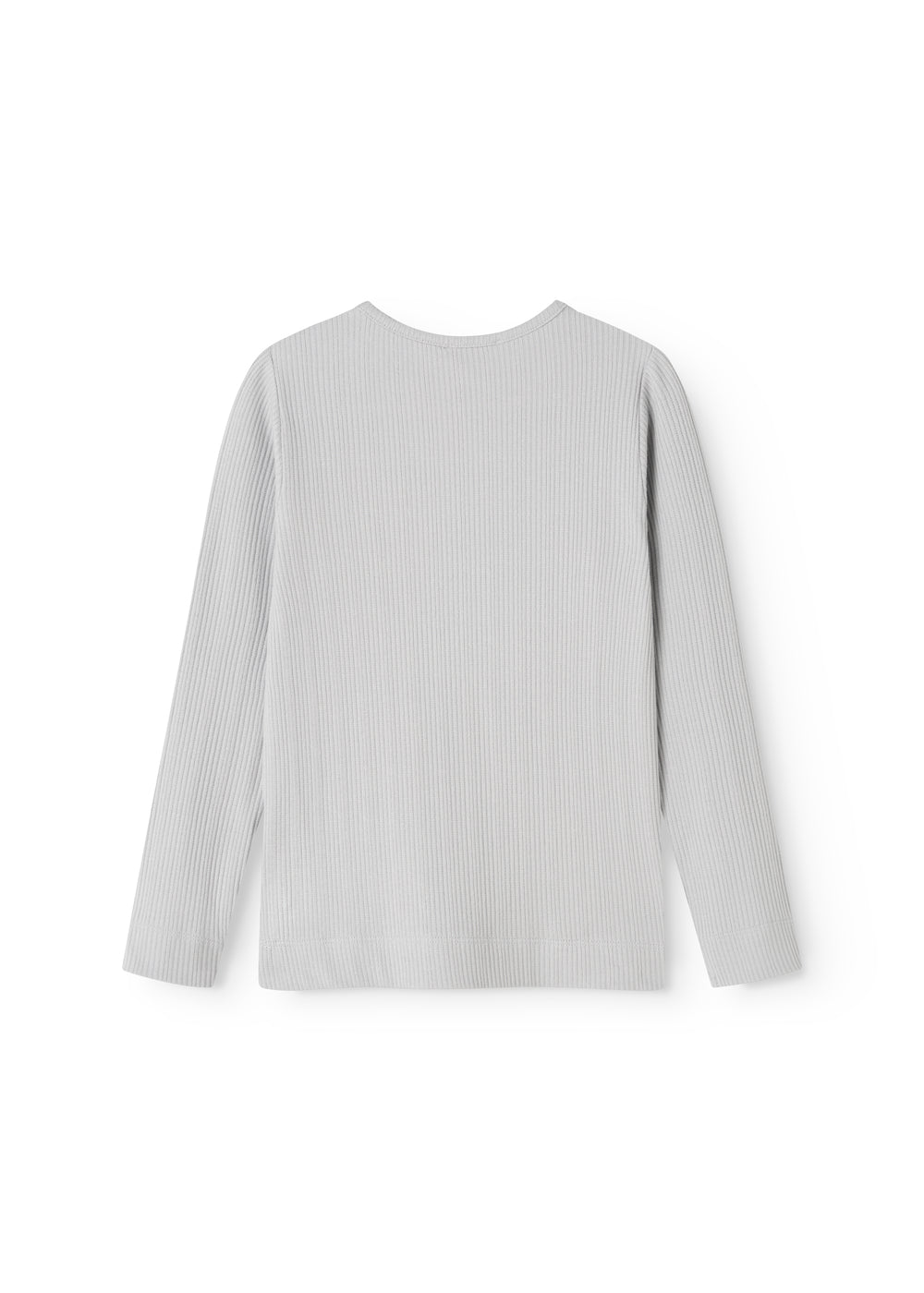Lysgrå langærmet T-shirt med rund hals (rygvisning)