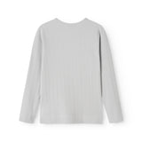 Lysgrå langærmet T-shirt med rund hals (rygvisning)