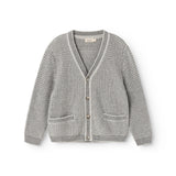 Tarono, Strik Cardigan - Grey Melange Stripe