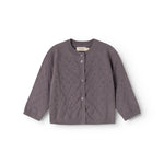 Mørk lilla strikket cardigan med knaplukning og lange ærmer