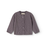 Mørk lilla strikket cardigan med knaplukning og lange ærmer