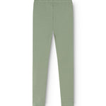 Grøn leggings med ribbet stof og lige ben, elastisk linning
