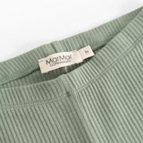 Grøn ribstrikket leggings med MarMar Copenhagen mærke i taljen