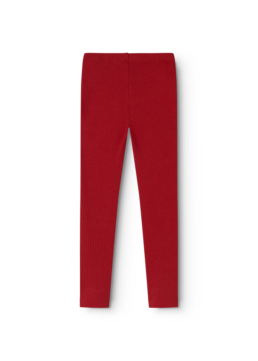 Røde ribstrikkede leggings til børn med lige ben og elastisk linning