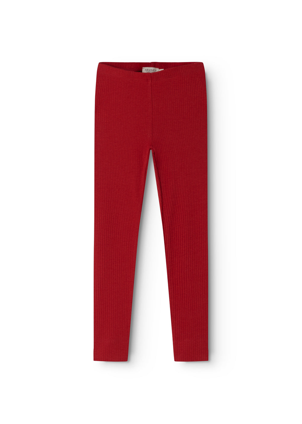 Røde ribstrikkede leggings til børn med bred elastisk linning
