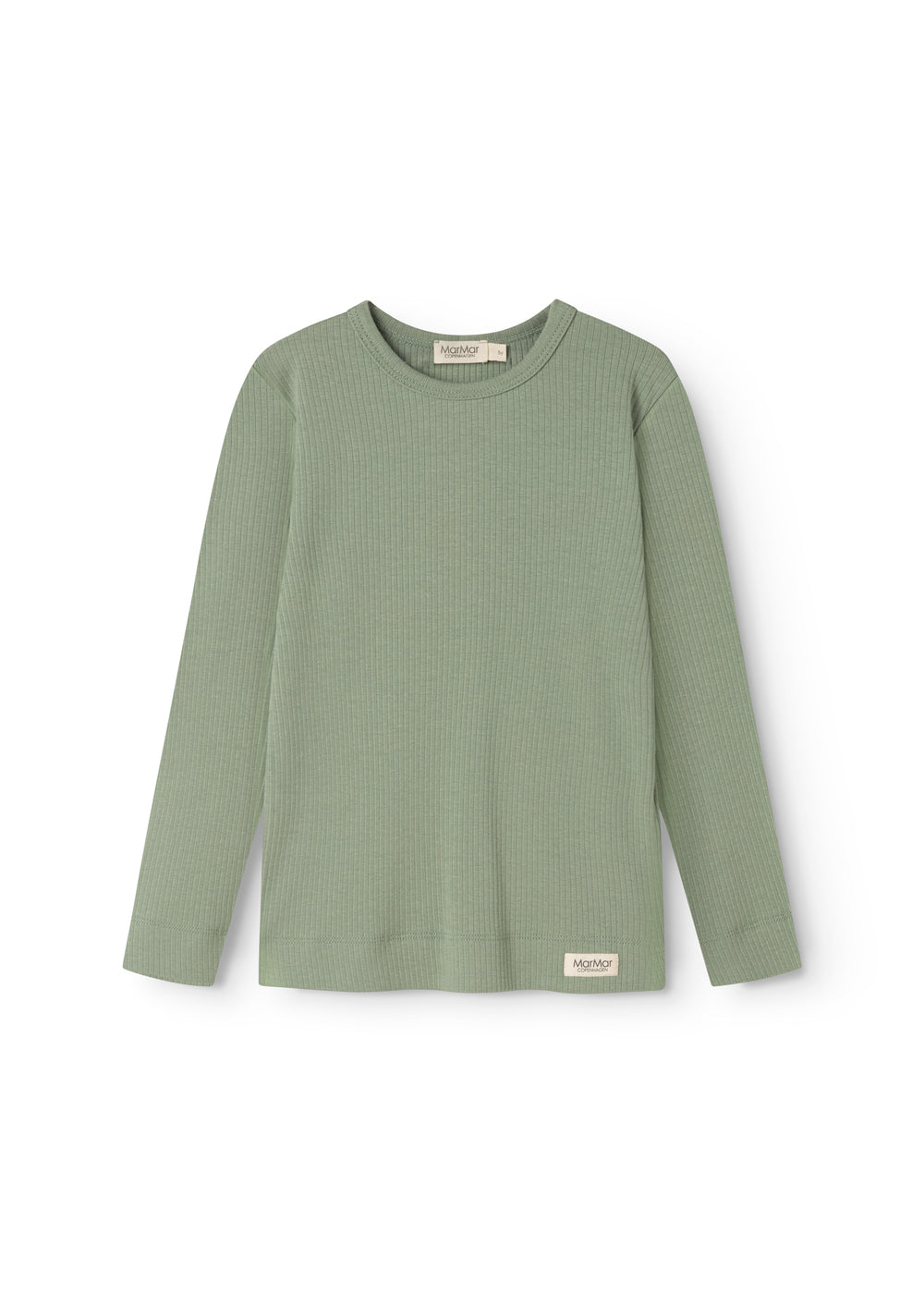 Langærmet T-shirt i frostgrøn med rund hals og MarMar Copenhagen-mærke