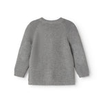 Grå meleret strikket cardigan med rund hals og lange ærmer
