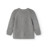 Grå meleret strikket cardigan med rund hals og lange ærmer