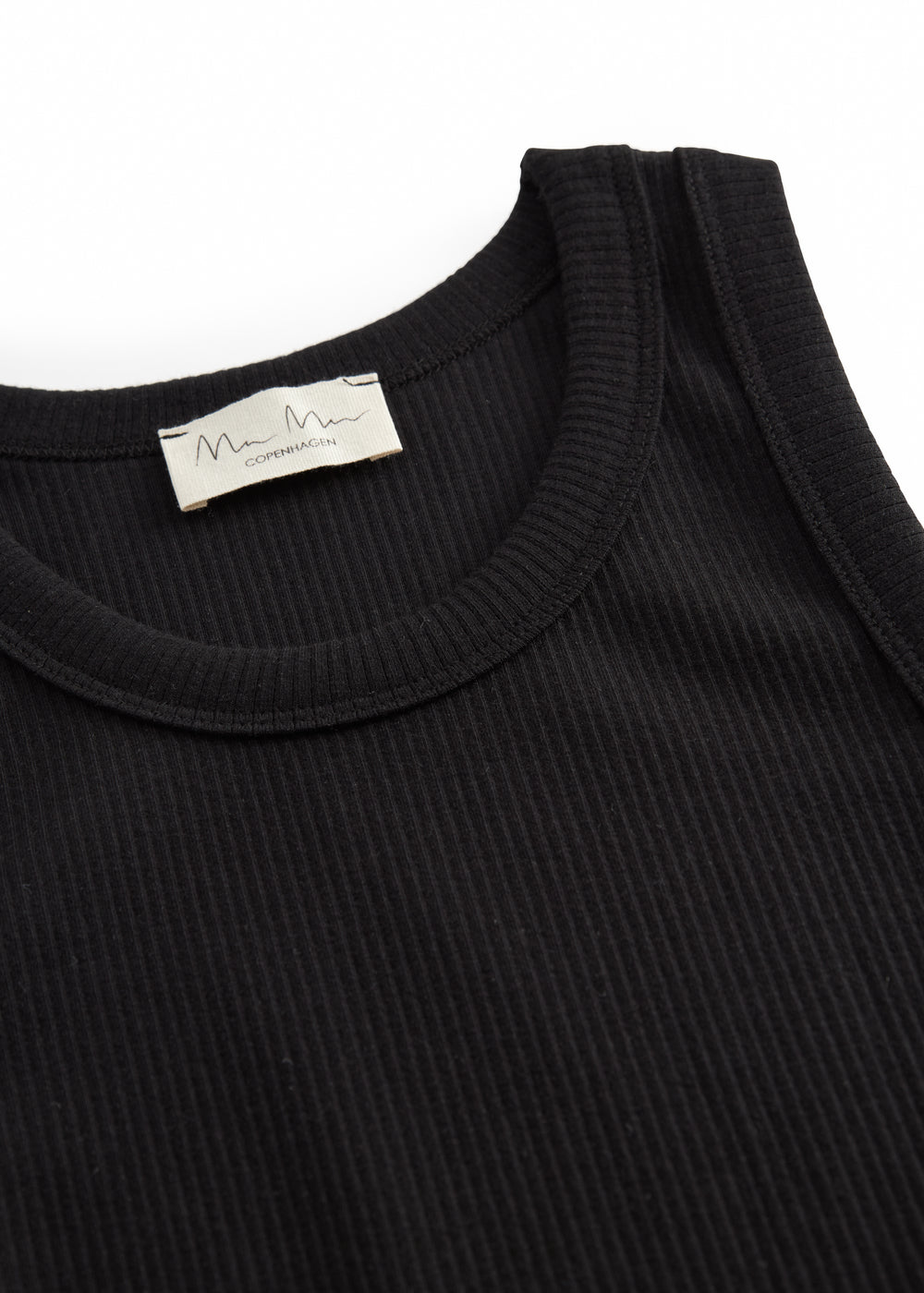 Ribbet sort tanktop kjole til kvinder