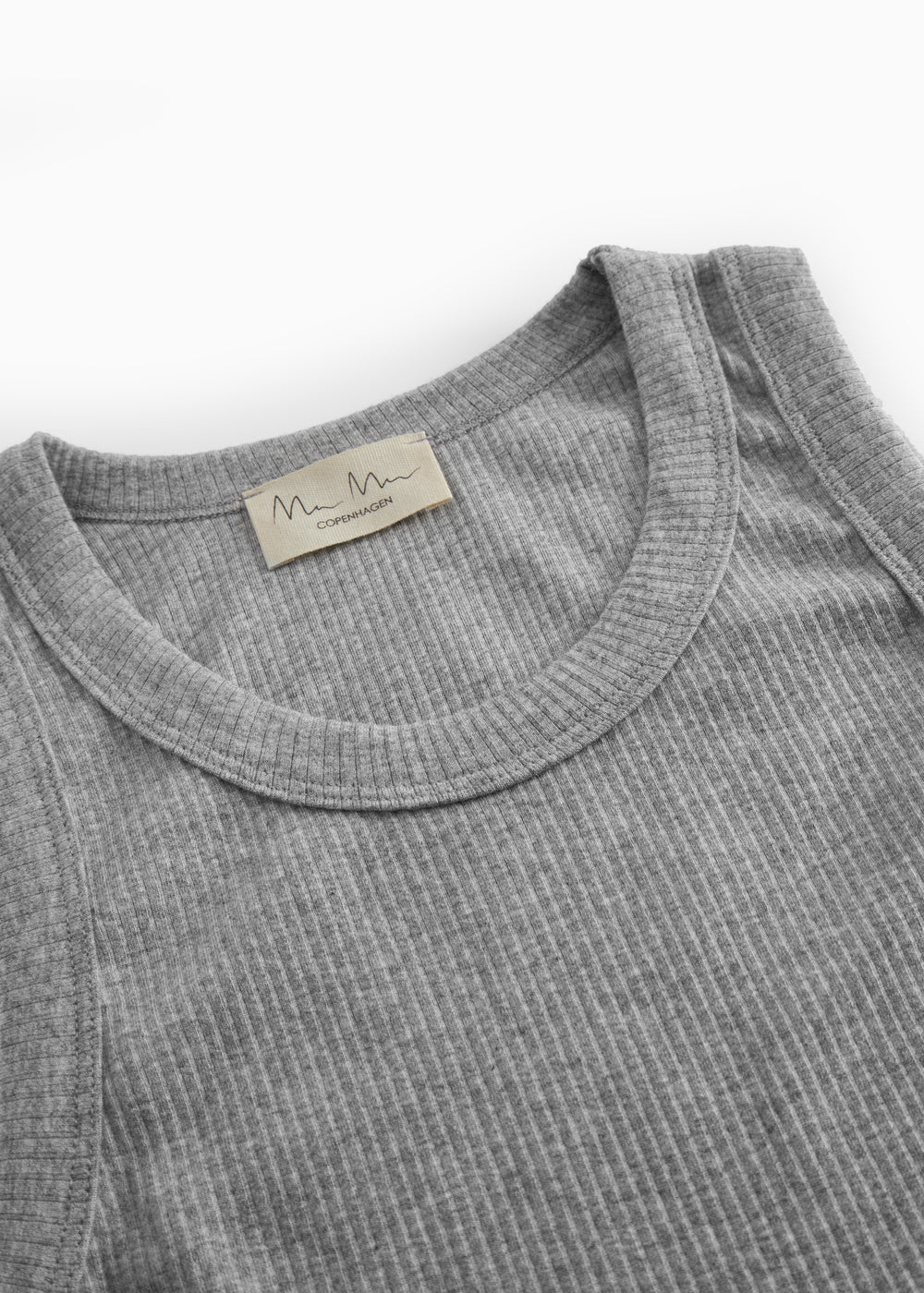 Ribbet grå ærmeløs tanktop kjole til kvinder 