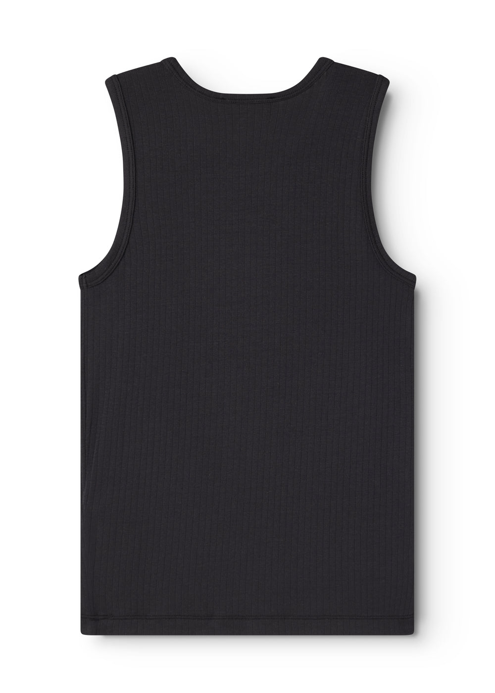 Sort ærmeløs tanktop med rund hals, glat ryg