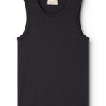 Sort ærmeløs tanktop med rund hals og ensfarvet forside