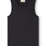 Sort ærmeløs tanktop med rund hals og ensfarvet forside