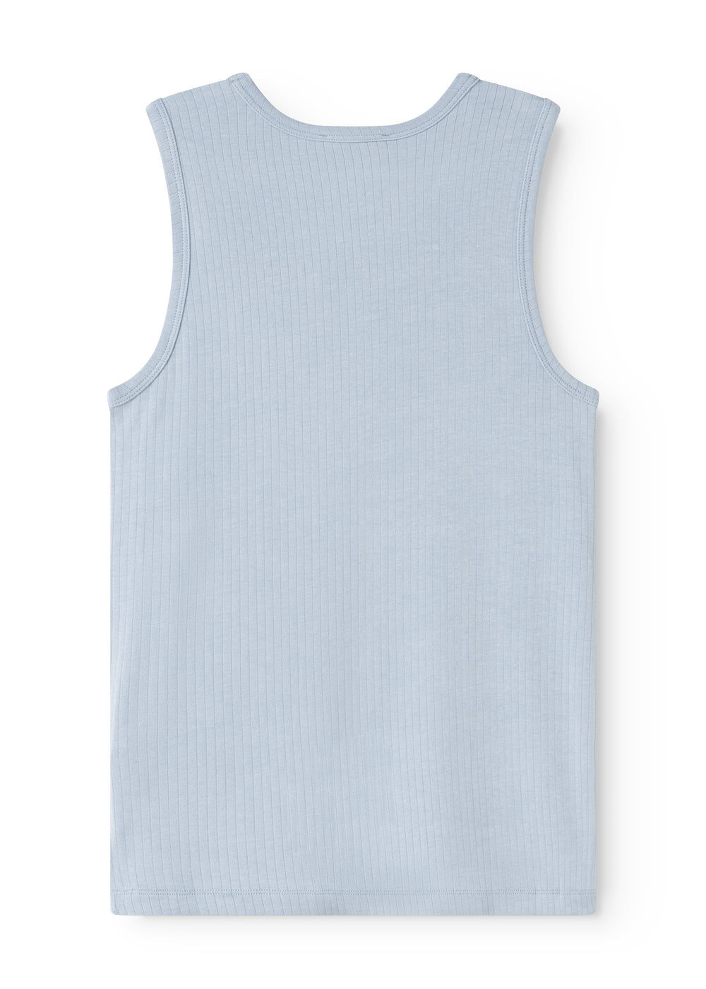 Lyseblå ærmeløs tanktop med rund hals og ensartet ribstruktur