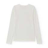 Hvid langærmet pointelle t-shirt til kvinder