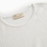 Hvid langærmet pointelle t-shirt til kvinder