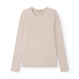 Lyserød langærmet pointelle t-shirt til kvinder