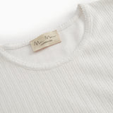 Hvid kortærmet pointelle t-shirt til kvinder