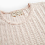 Lyserød kortærmet pointelle t-shirt til kvinder